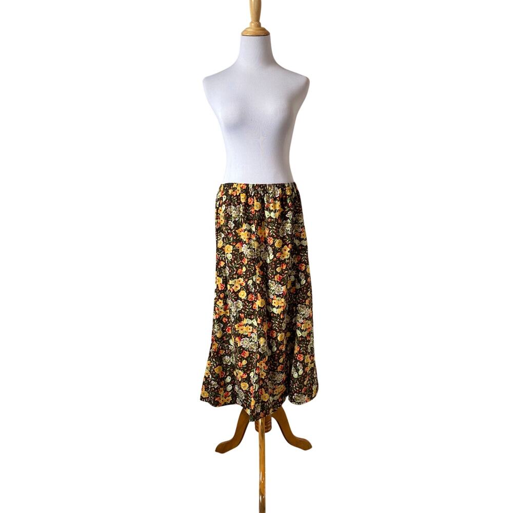 Nikki Multicolored Pull On A-Line Floral Midi Skirt- Size Medium - Picture 2 of 5